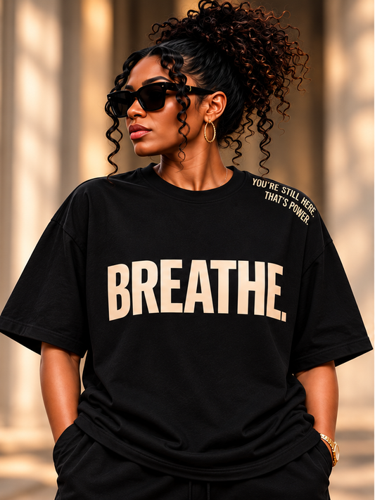 BREATHE T-shirt approved front model photograph